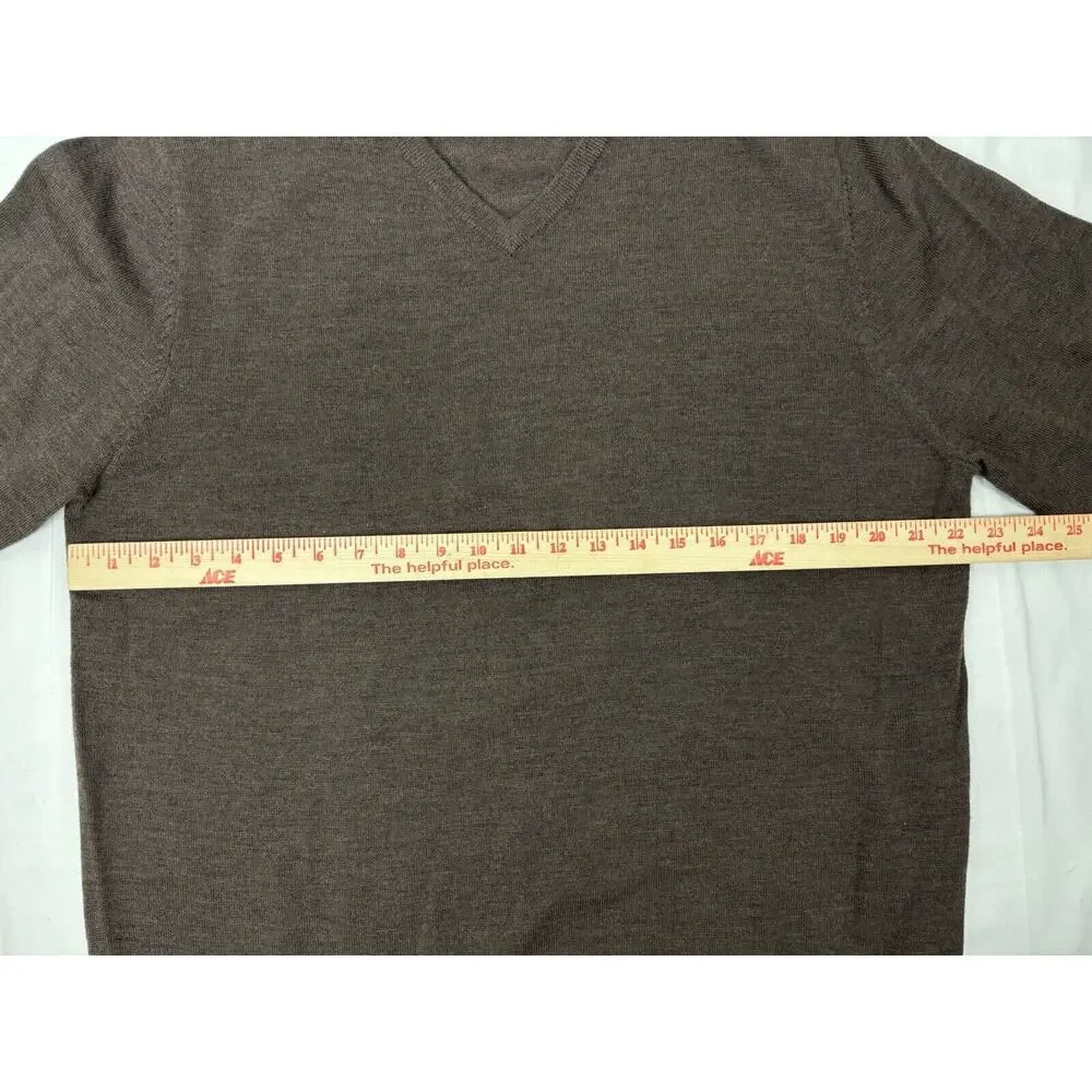 Rodd & Gunn Extra Fine Merino Wool Solid V-Neck Sweater Brown Men's XL